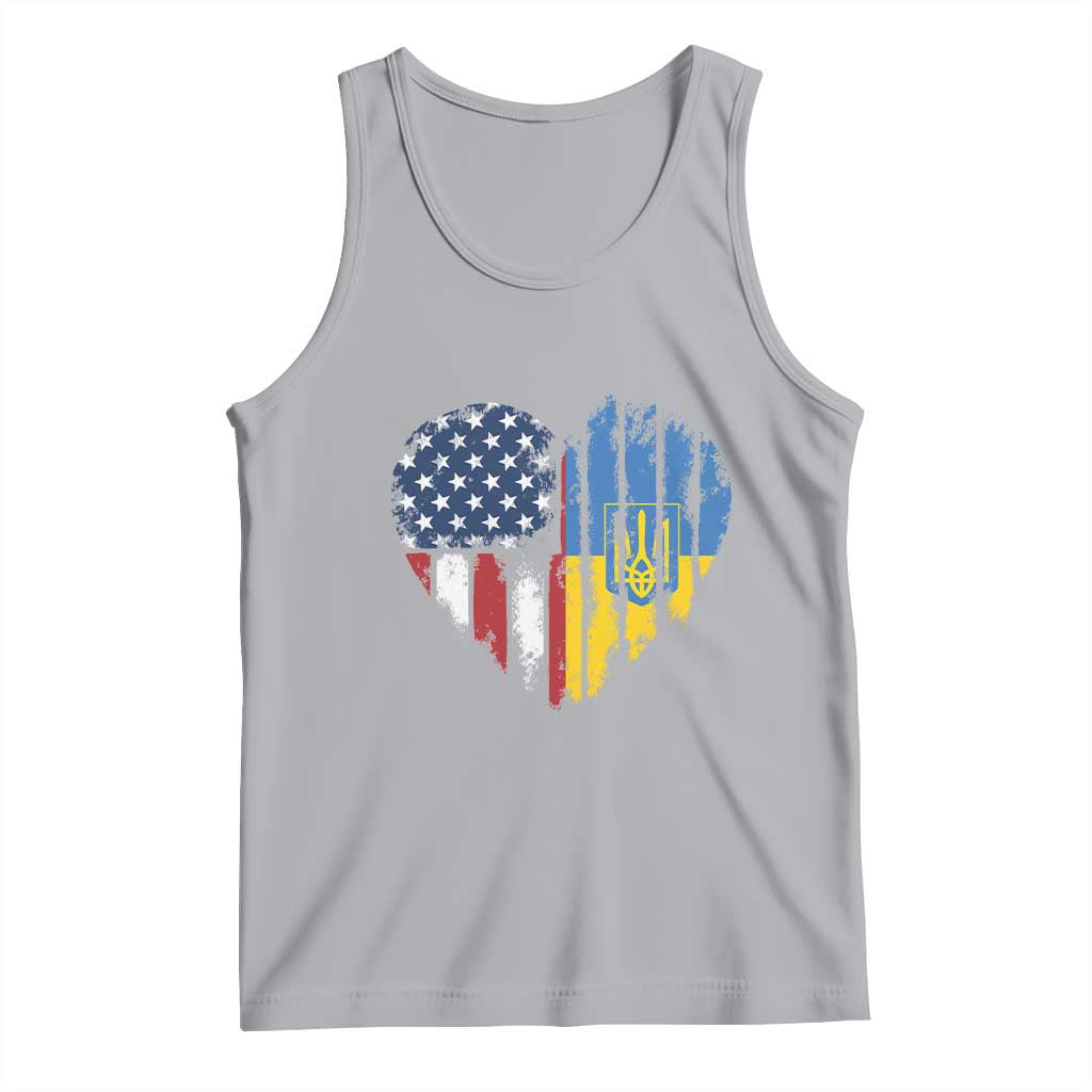 Support Ukraine Tank Top Stand With Ukraine American Ukrainian Flag TS10 Athletic Heather Print Your Wear
