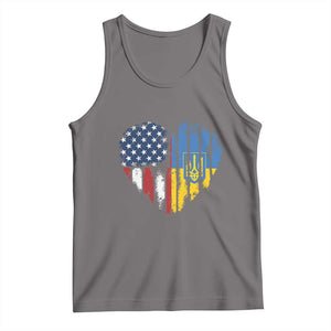 Support Ukraine Tank Top Stand With Ukraine American Ukrainian Flag TS10 Deep Heather Print Your Wear