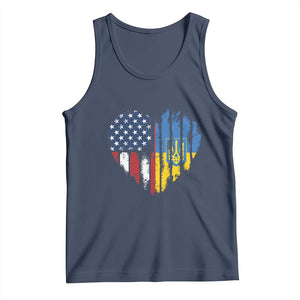 Support Ukraine Tank Top Stand With Ukraine American Ukrainian Flag TS10 Navy Print Your Wear