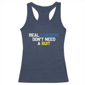Support Ukraine Racerback Tank Top Real Leaders Dont Need Suits TS10 Navy Print Your Wear