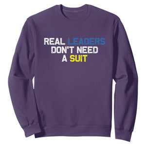 Support Ukraine Sweatshirt Real Leaders Dont Need Suits TS10 Purple Print Your Wear