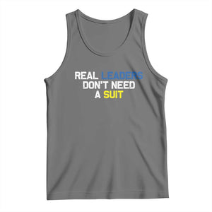 Support Ukraine Tank Top Real Leaders Dont Need Suits TS10 Black Heather Print Your Wear