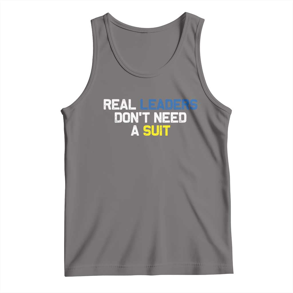 Support Ukraine Tank Top Real Leaders Dont Need Suits TS10 Deep Heather Print Your Wear
