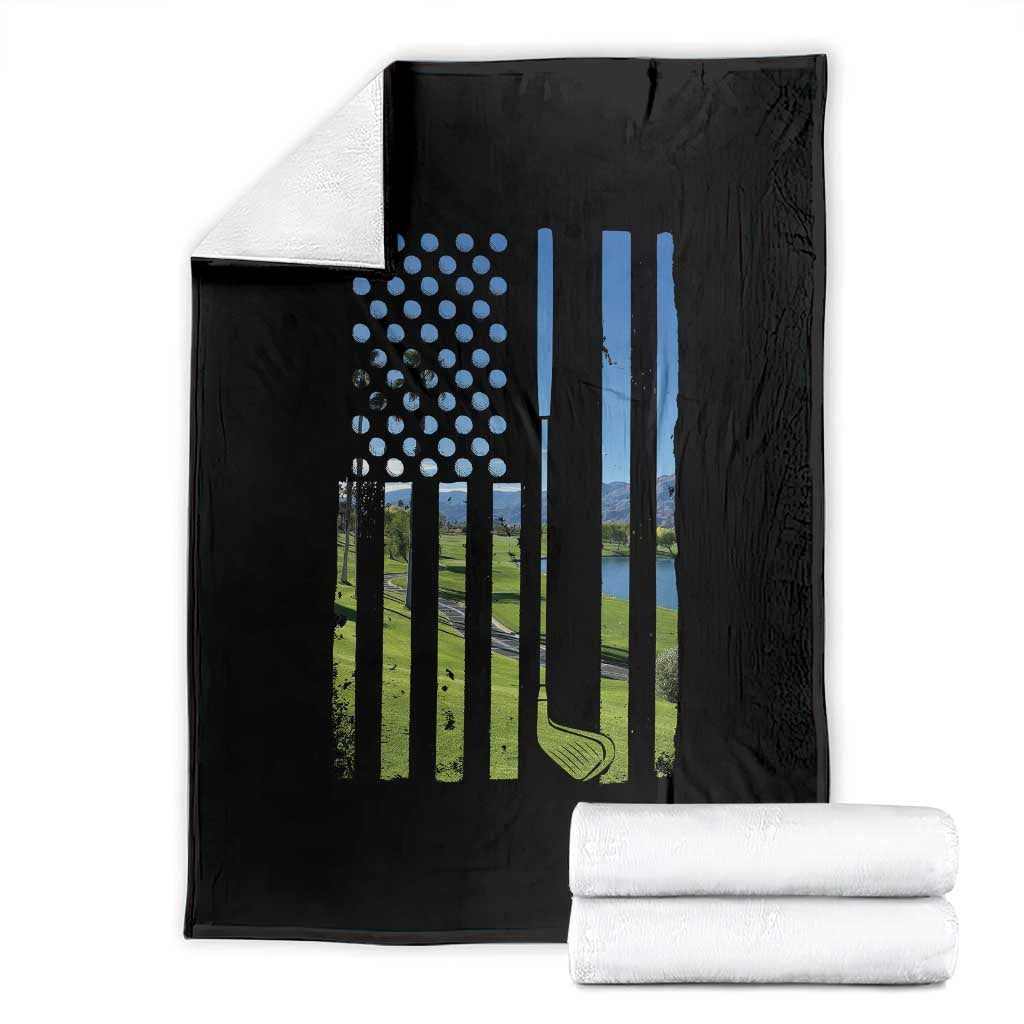American Flag Golf Throw Blanket Golfer Funny Golf Club Golfing TS10 Black Print Your Wear
