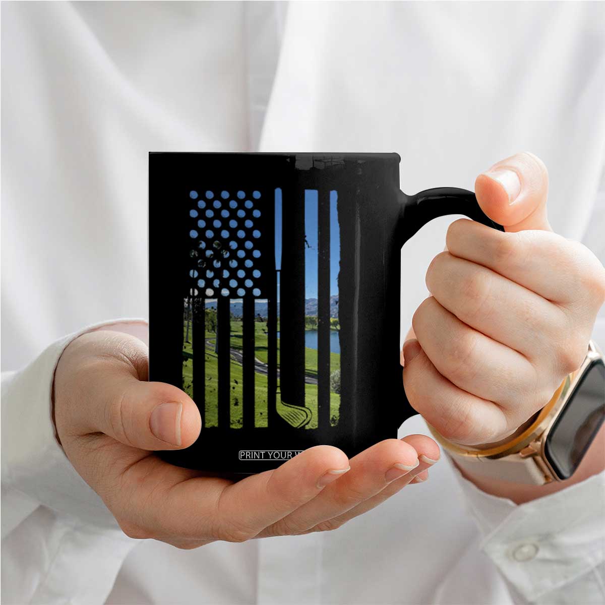 American Flag Golf Coffee Mug Golfer Funny Golf Club Golfing TS10 Print Your Wear