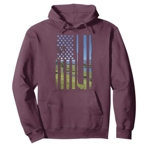 American Flag Golf Hoodie Golfer Funny Golf Club Golfing TS10 Maroon Print Your Wear