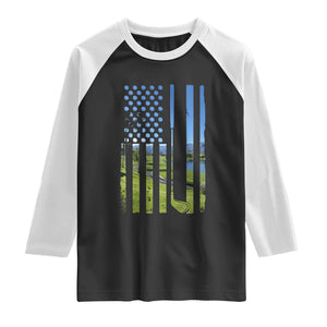 American Flag Golf Raglan Shirt Golfer Funny Golf Club Golfing TS10 Black White Print Your Wear