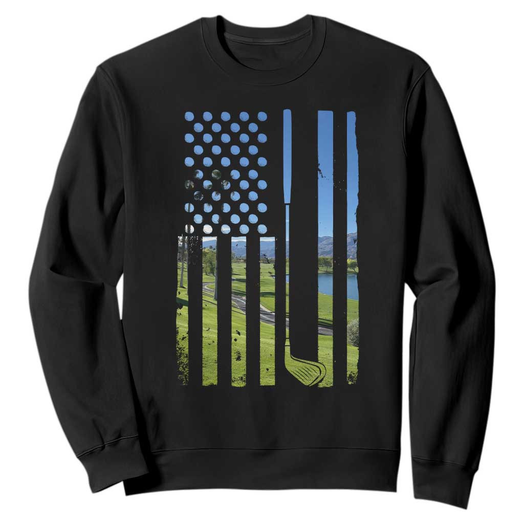 American Flag Golf Sweatshirt Golfer Funny Golf Club Golfing TS10 Black Print Your Wear