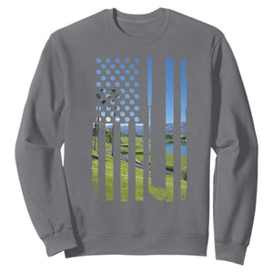 American Flag Golf Sweatshirt Golfer Funny Golf Club Golfing TS10 Charcoal Print Your Wear