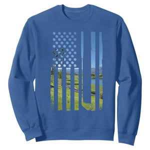 American Flag Golf Sweatshirt Golfer Funny Golf Club Golfing TS10 Royal Blue Print Your Wear