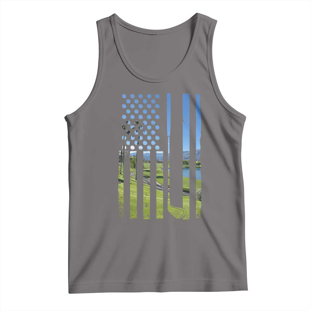 American Flag Golf Tank Top Golfer Funny Golf Club Golfing TS10 Deep Heather Print Your Wear