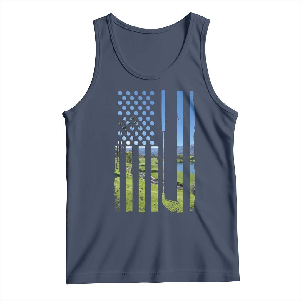 American Flag Golf Tank Top Golfer Funny Golf Club Golfing TS10 Navy Print Your Wear