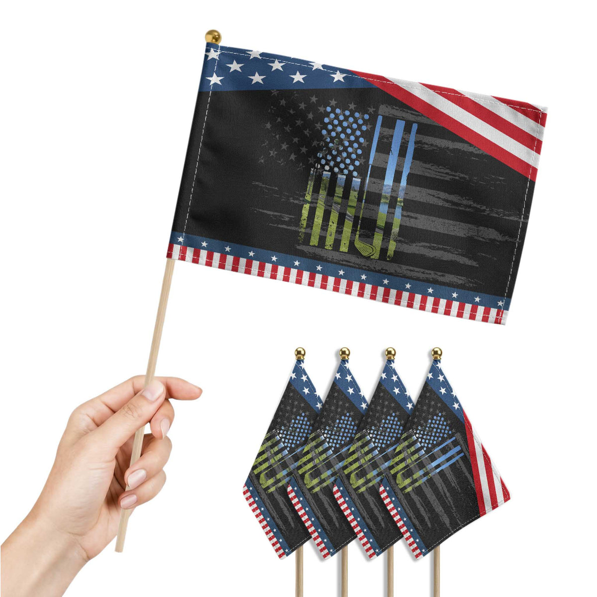 American Flag Golf Patriotic Handheld Flag Golfer Funny Golf Club Golfing TS10 Print Your Wear