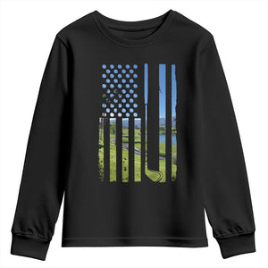 American Flag Golf Youth Sweatshirt Golfer Funny Golf Club Golfing TS10 Black Print Your Wear