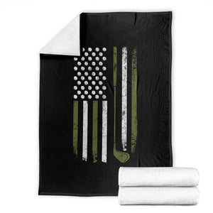 Retro American Flag Golf Throw Blanket Golfer Funny Golf Club Golfing TS10 Black Print Your Wear