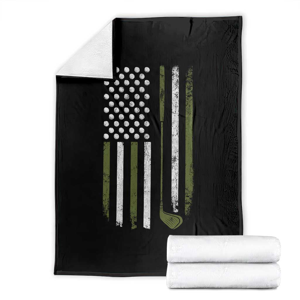 Retro American Flag Golf Throw Blanket Golfer Funny Golf Club Golfing TS10 Black Print Your Wear
