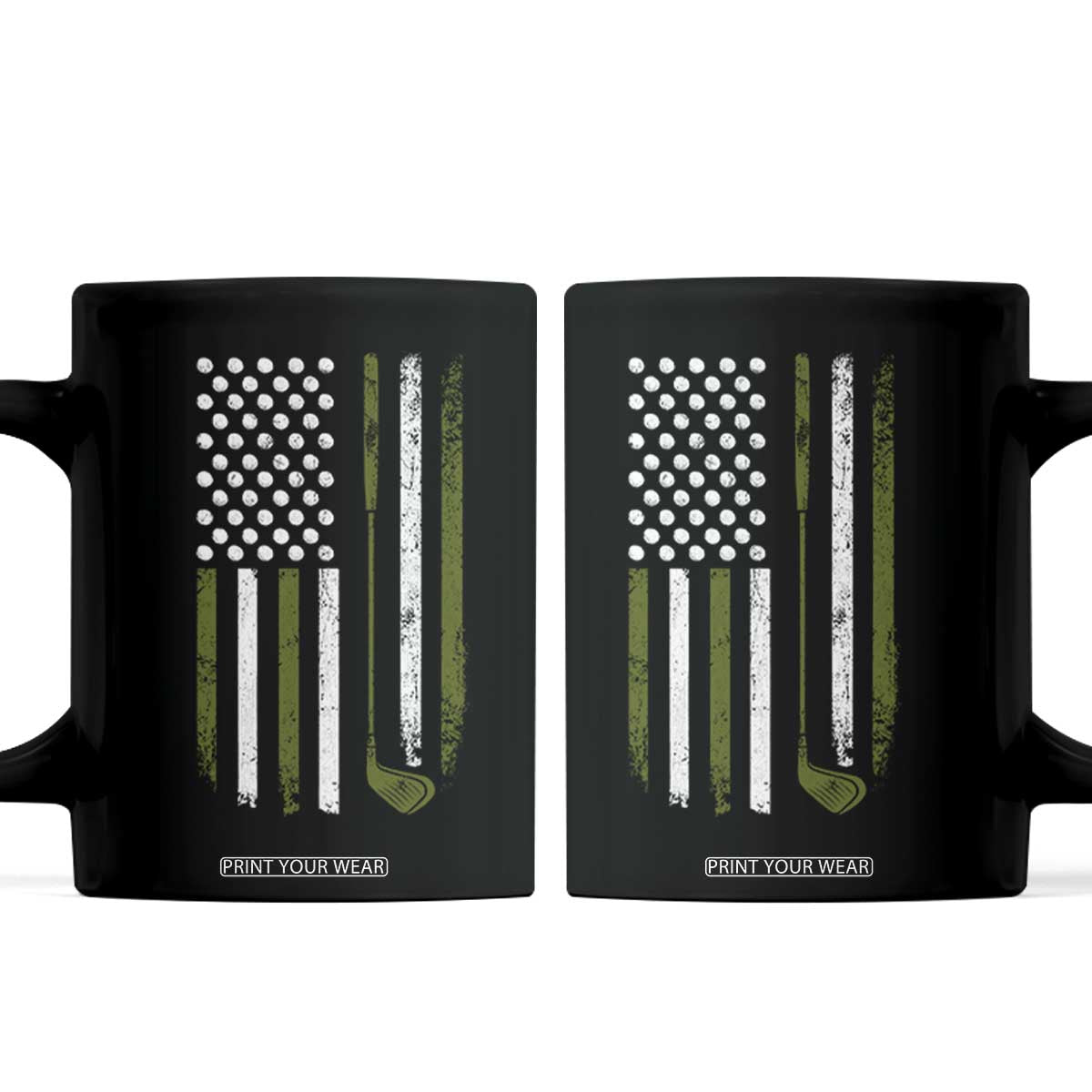 Retro American Flag Golf Coffee Mug Golfer Funny Golf Club Golfing TS10 Black Print Your Wear