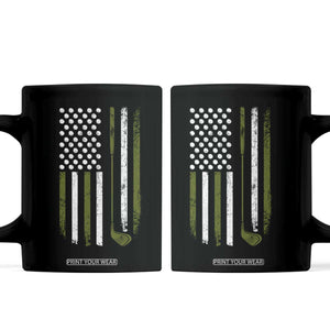 Retro American Flag Golf Coffee Mug Golfer Funny Golf Club Golfing TS10 Black Print Your Wear