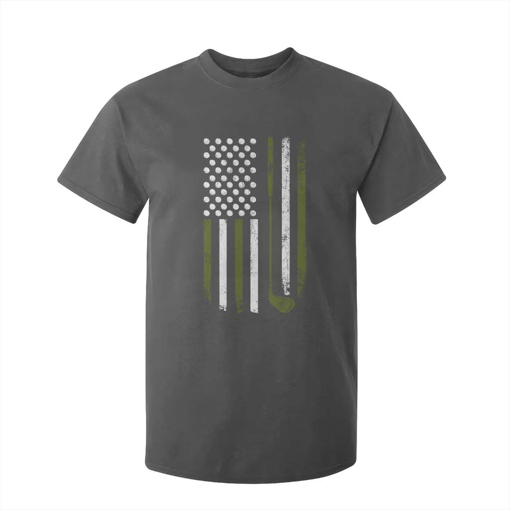Retro American Flag Golf T Shirt For Kid Golfer Funny Golf Club Golfing TS10 Dark Heather Print Your Wear