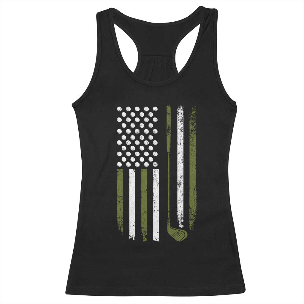Retro American Flag Golf Racerback Tank Top Golfer Funny Golf Club Golfing TS10 Black Print Your Wear