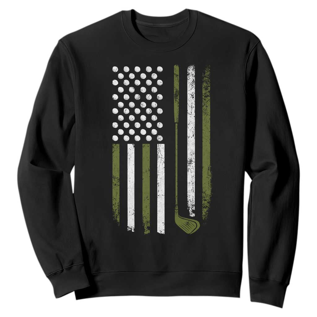Retro American Flag Golf Sweatshirt Golfer Funny Golf Club Golfing TS10 Black Print Your Wear