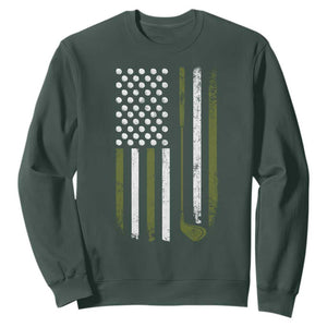Retro American Flag Golf Sweatshirt Golfer Funny Golf Club Golfing TS10 Dark Forest Green Print Your Wear