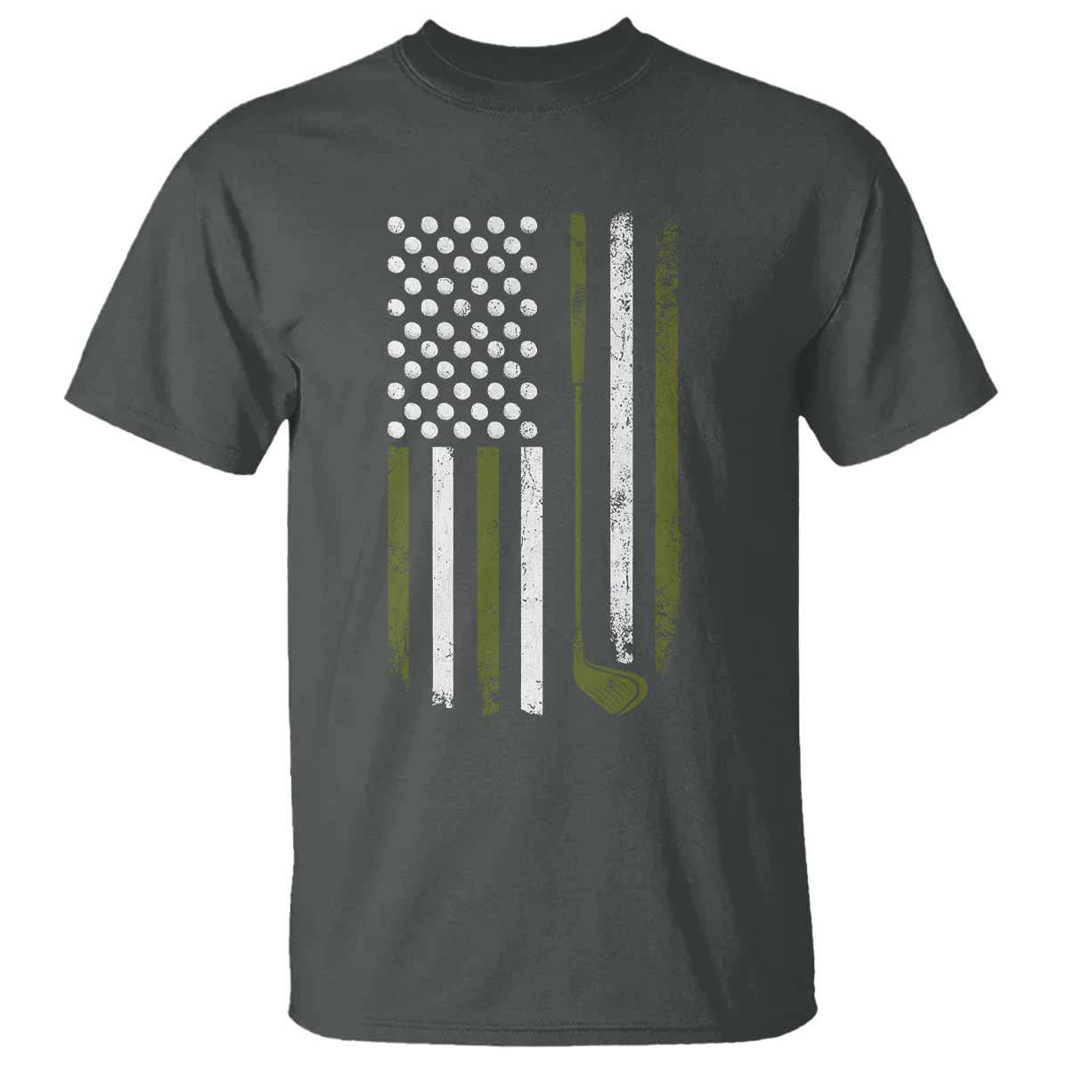 Retro American Flag Golf T Shirt Golfer Funny Golf Club Golfing TS10 Dark Heather Print Your Wear