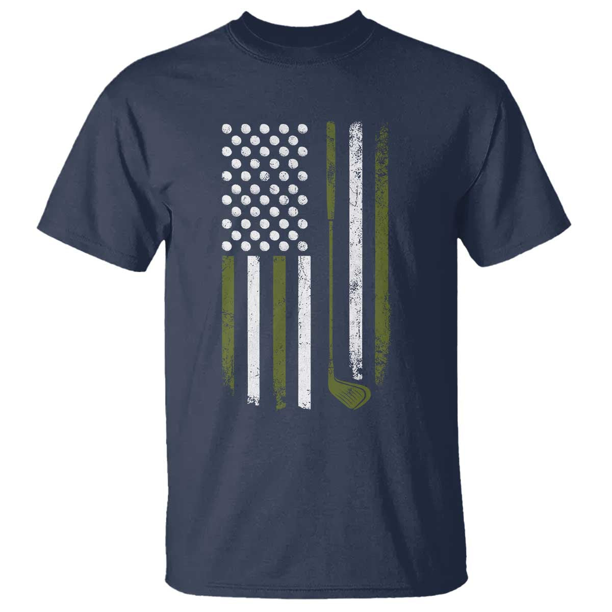 Retro American Flag Golf T Shirt Golfer Funny Golf Club Golfing TS10 Navy Print Your Wear
