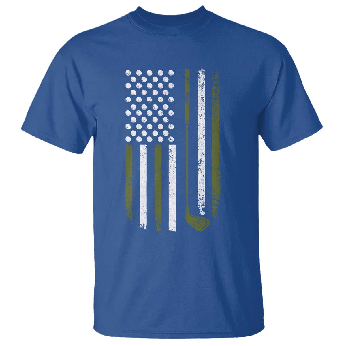 Retro American Flag Golf T Shirt Golfer Funny Golf Club Golfing TS10 Royal Blue Print Your Wear