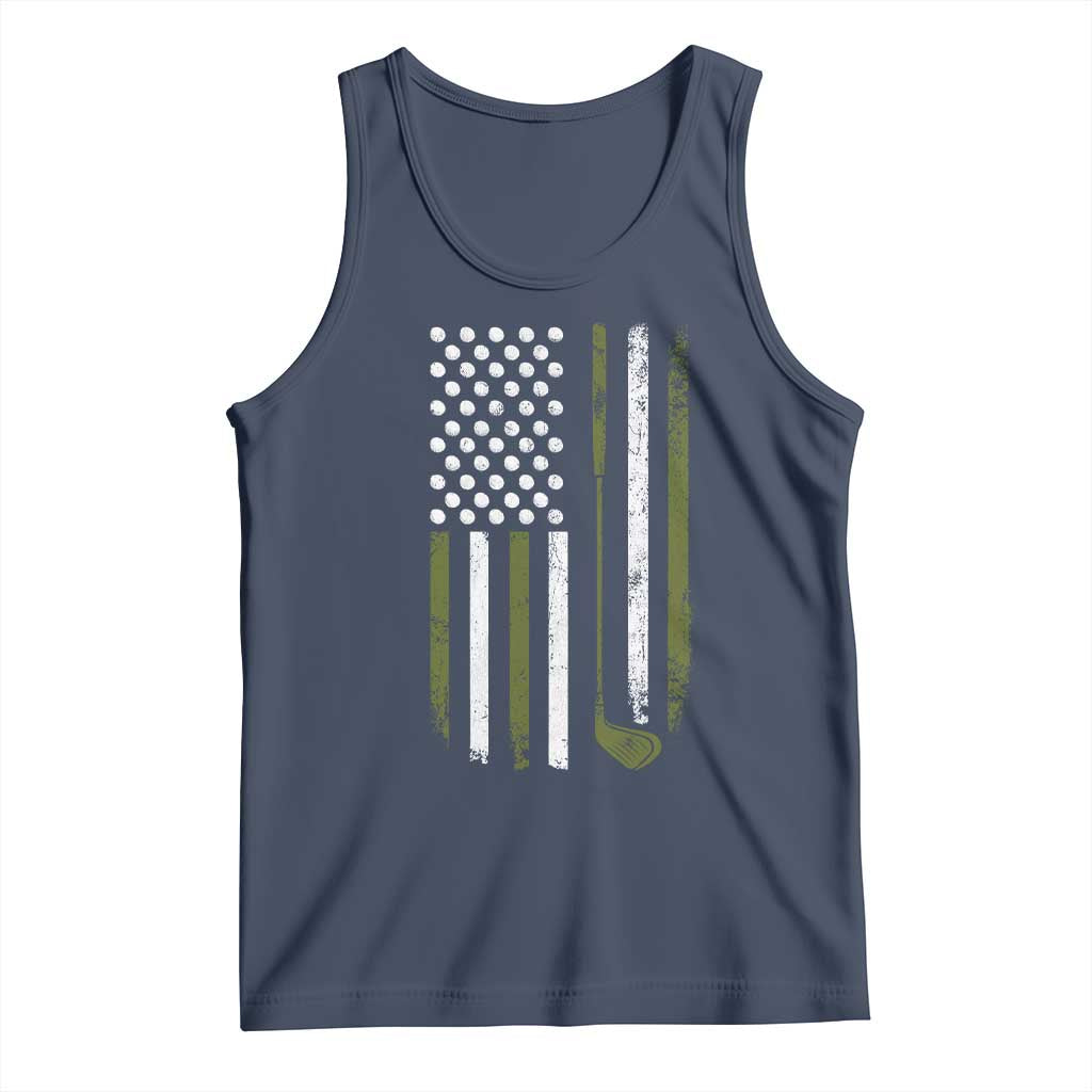 Retro American Flag Golf Tank Top Golfer Funny Golf Club Golfing TS10 Navy Print Your Wear