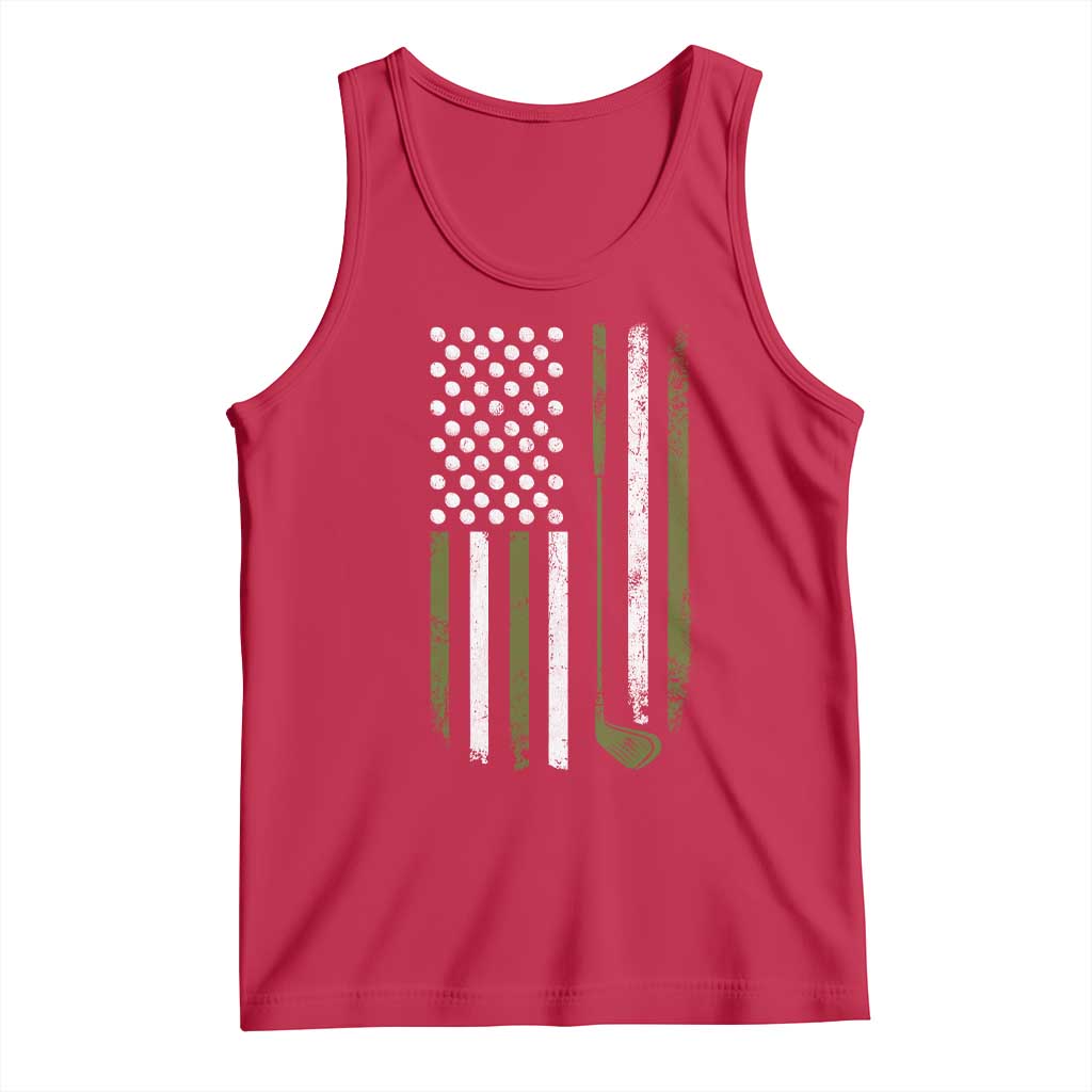 Retro American Flag Golf Tank Top Golfer Funny Golf Club Golfing TS10 Red Print Your Wear