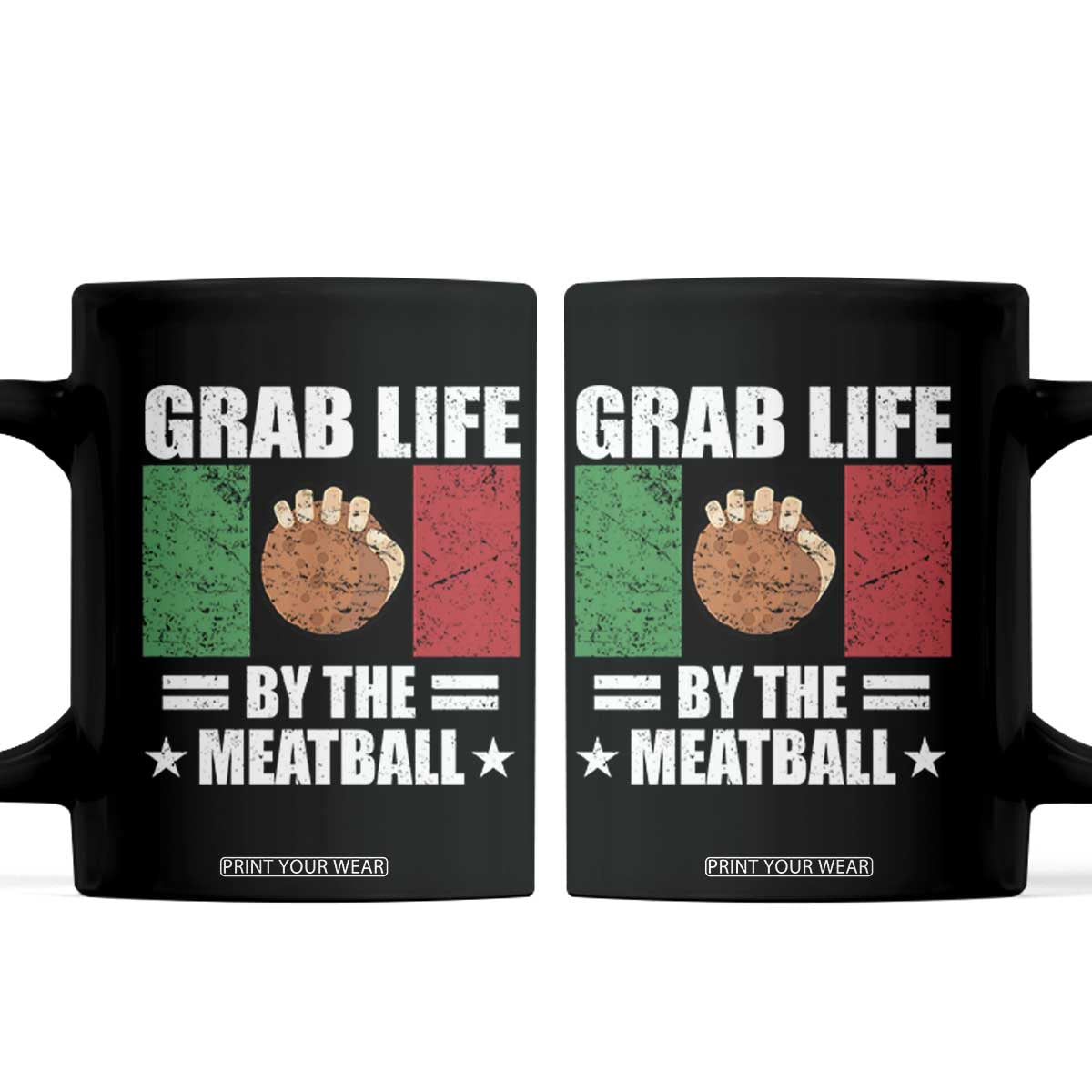 Funny Meatball Coffee Mug Italian Food Italy Flag TS10 Black Print Your Wear