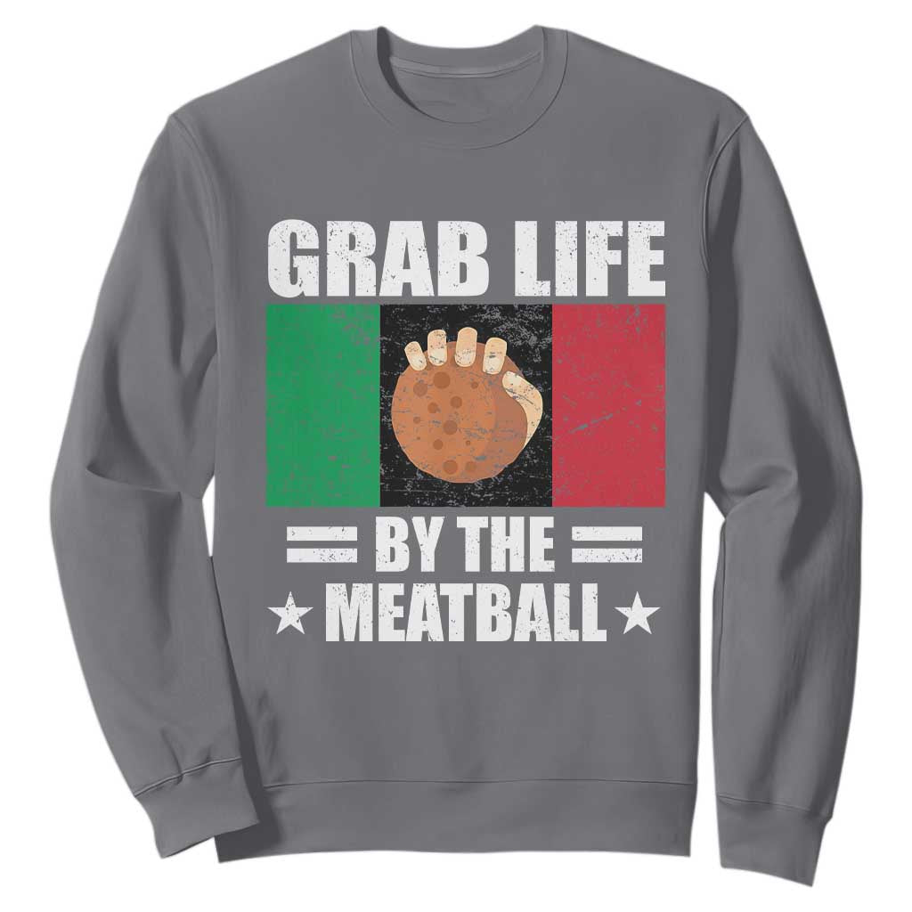 Funny Meatball Sweatshirt Italian Food Italy Flag TS10 Charcoal Print Your Wear