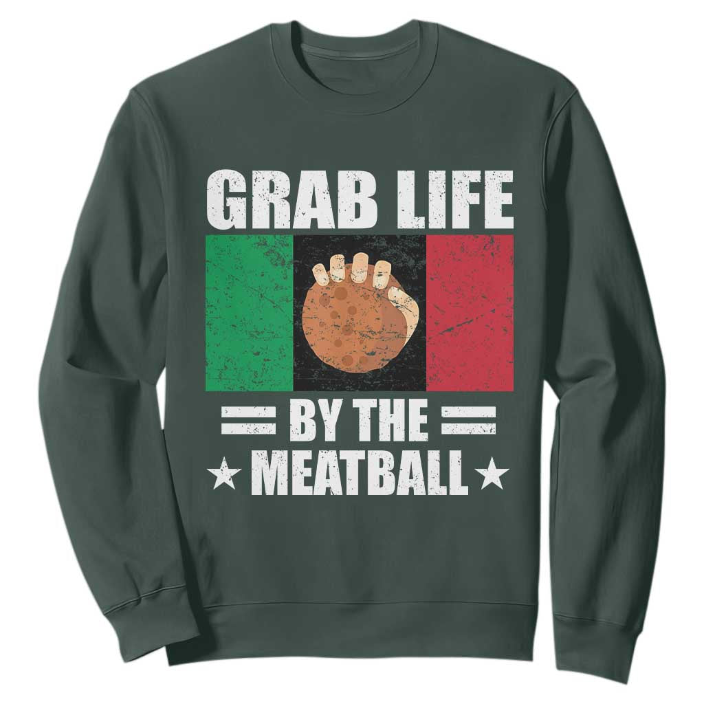 Funny Meatball Sweatshirt Italian Food Italy Flag TS10 Dark Forest Green Print Your Wear
