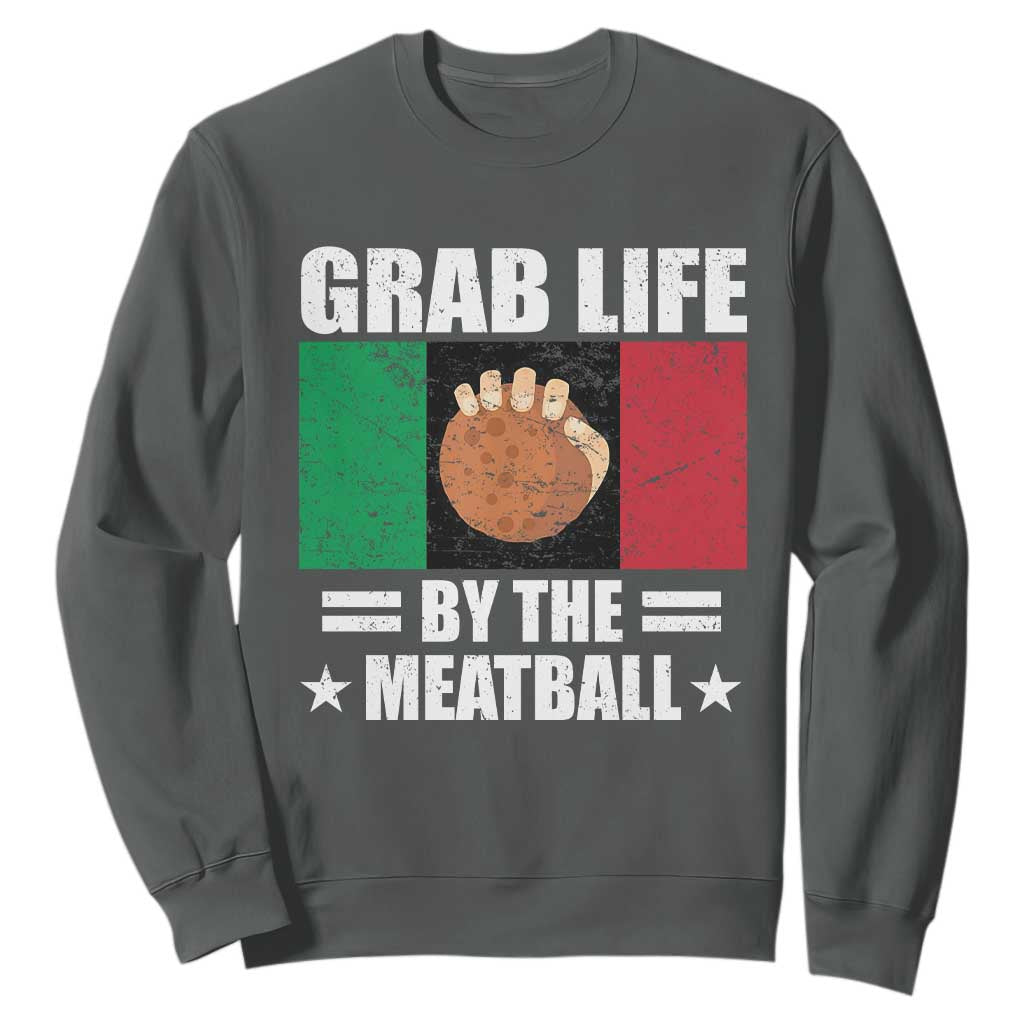 Funny Meatball Sweatshirt Italian Food Italy Flag TS10 Dark Heather Print Your Wear