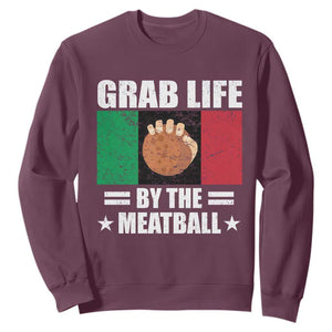 Funny Meatball Sweatshirt Italian Food Italy Flag TS10 Maroon Print Your Wear
