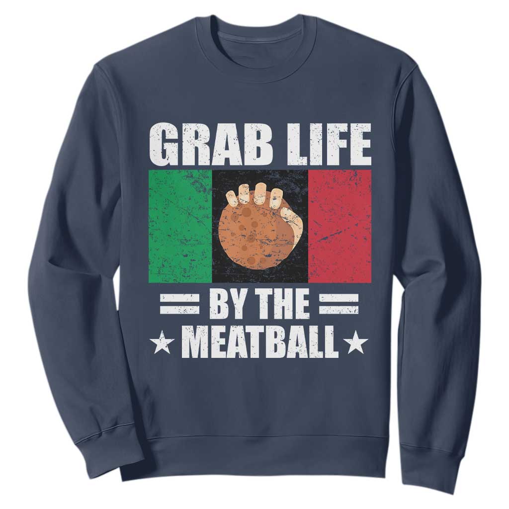 Funny Meatball Sweatshirt Italian Food Italy Flag TS10 Navy Print Your Wear