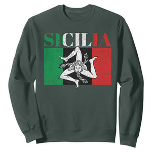 Italian Flag Sweatshirt Pisa Tower Colosseum Classic Scooter Retro TS10 Dark Forest Green Print Your Wear