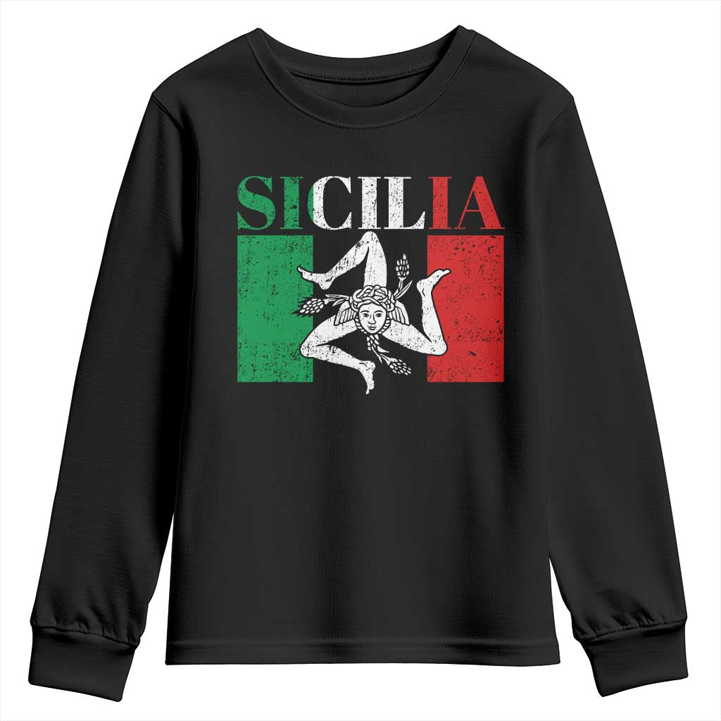 Italian Flag Youth Sweatshirt Pisa Tower Colosseum Classic Scooter Retro TS10 Black Print Your Wear