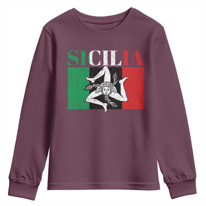 Italian Flag Youth Sweatshirt Pisa Tower Colosseum Classic Scooter Retro TS10 Maroon Print Your Wear