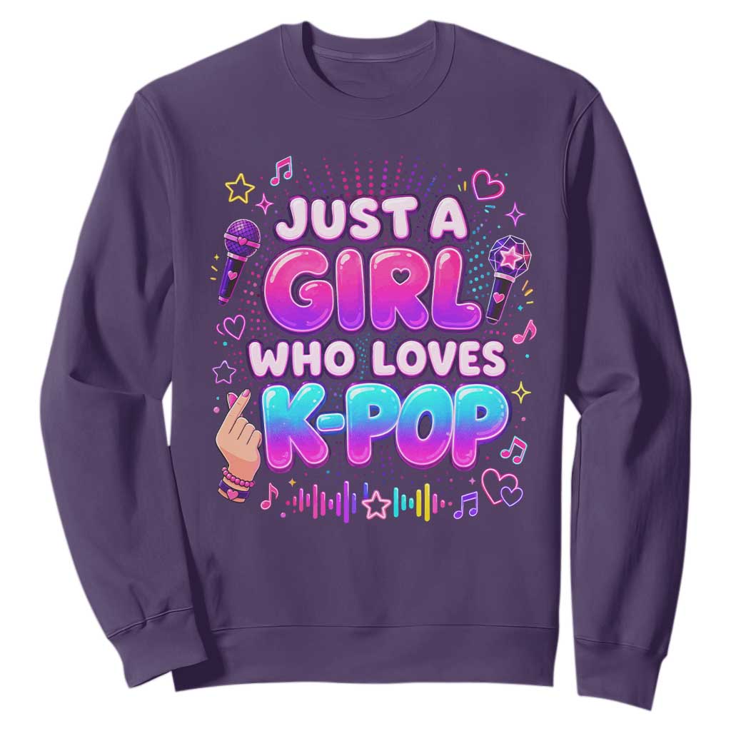 Kpop Lover Sweatshirt Just a Girl Who Loves K-Pop Korean Music TS10 Purple Print Your Wear