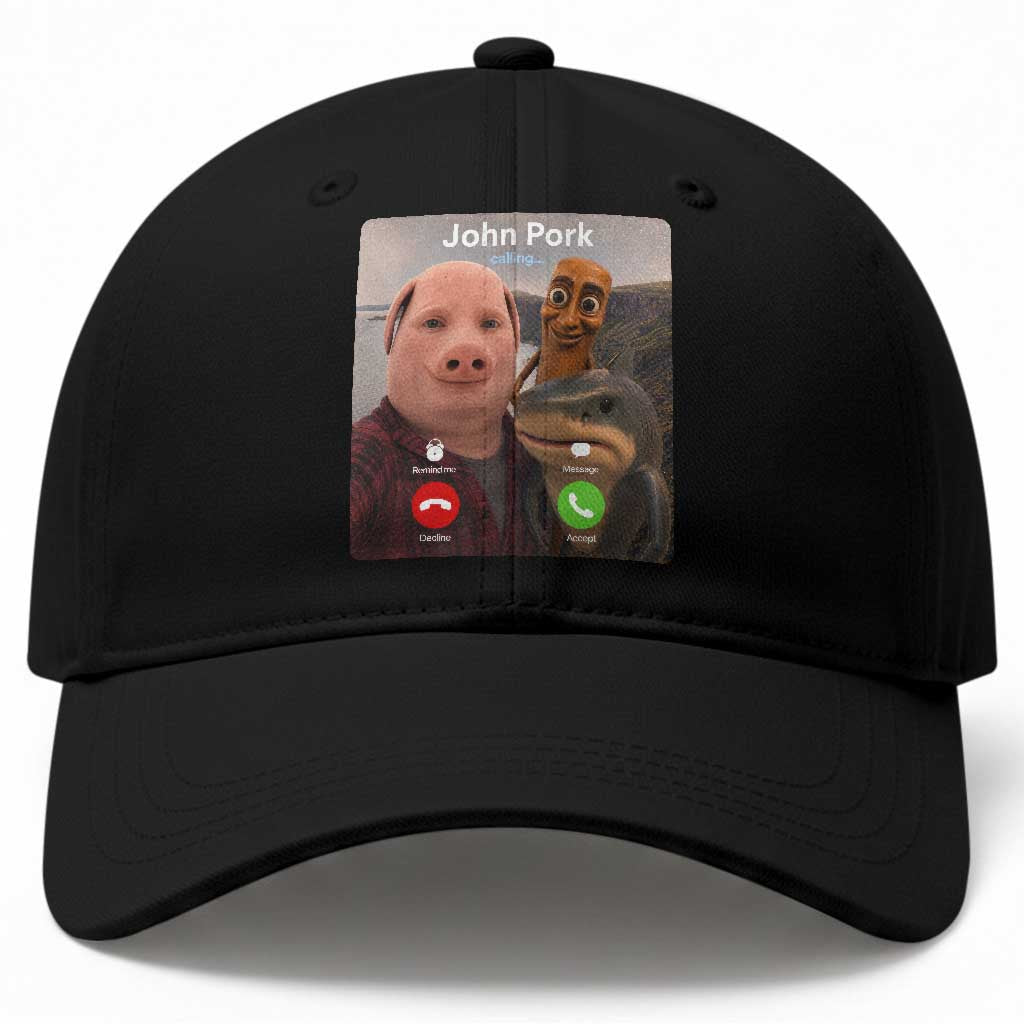Tung Tung Tung Sahur John Pork Calling Baseball Cap Tralalero Tralala Meme Brainrot Funny TS10 Print Your Wear