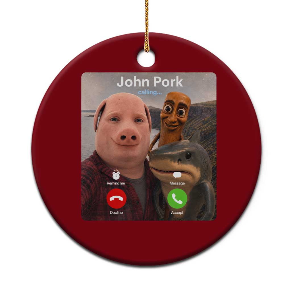 Tung Tung Tung Sahur John Pork Calling Ceramic Ornament Tralalero Tralala Meme Brainrot Funny TS10 1pc Red Print Your Wear