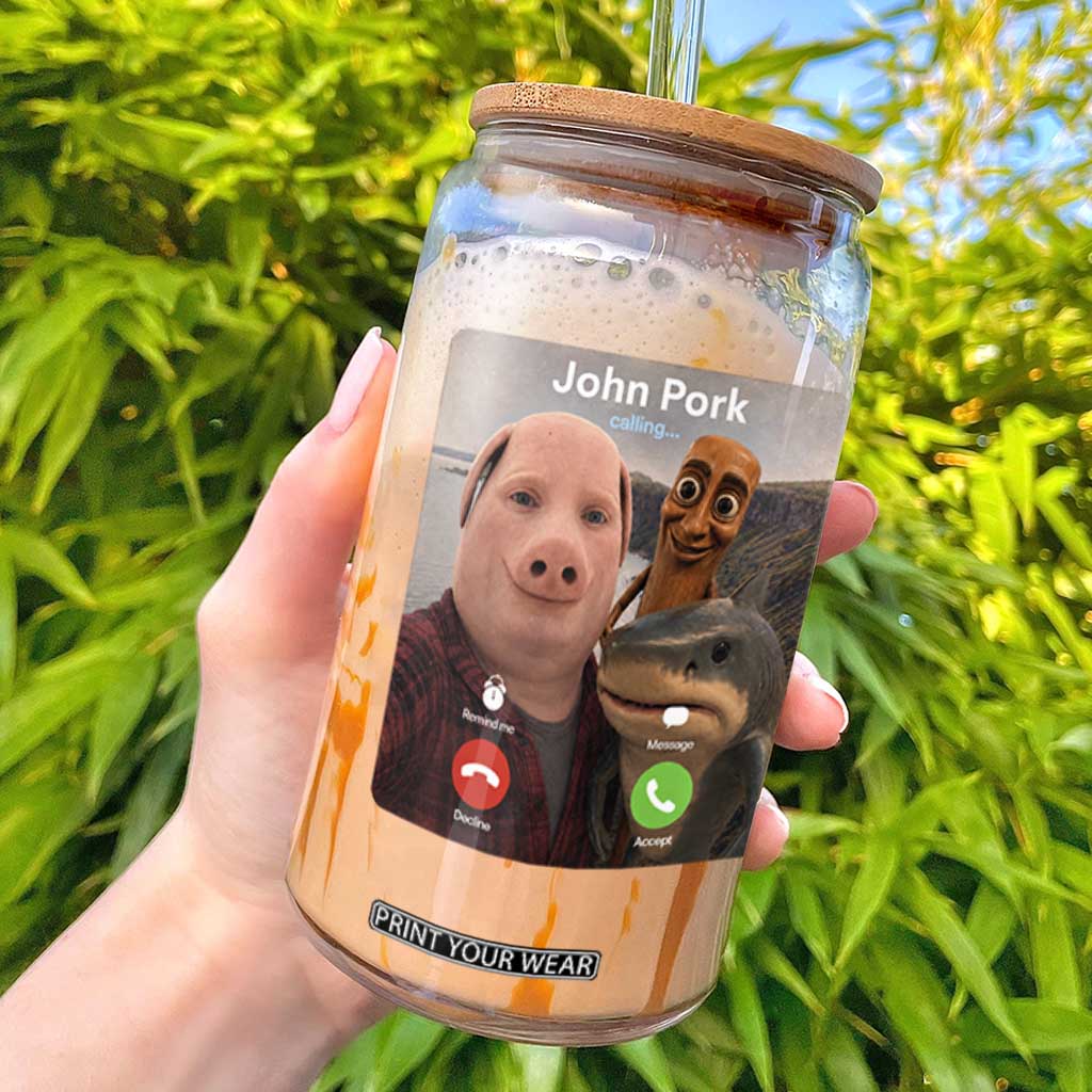 Tung Tung Tung Sahur John Pork Calling Glass Can Tralalero Tralala Meme Brainrot Funny TS10 Black Print Your Wear
