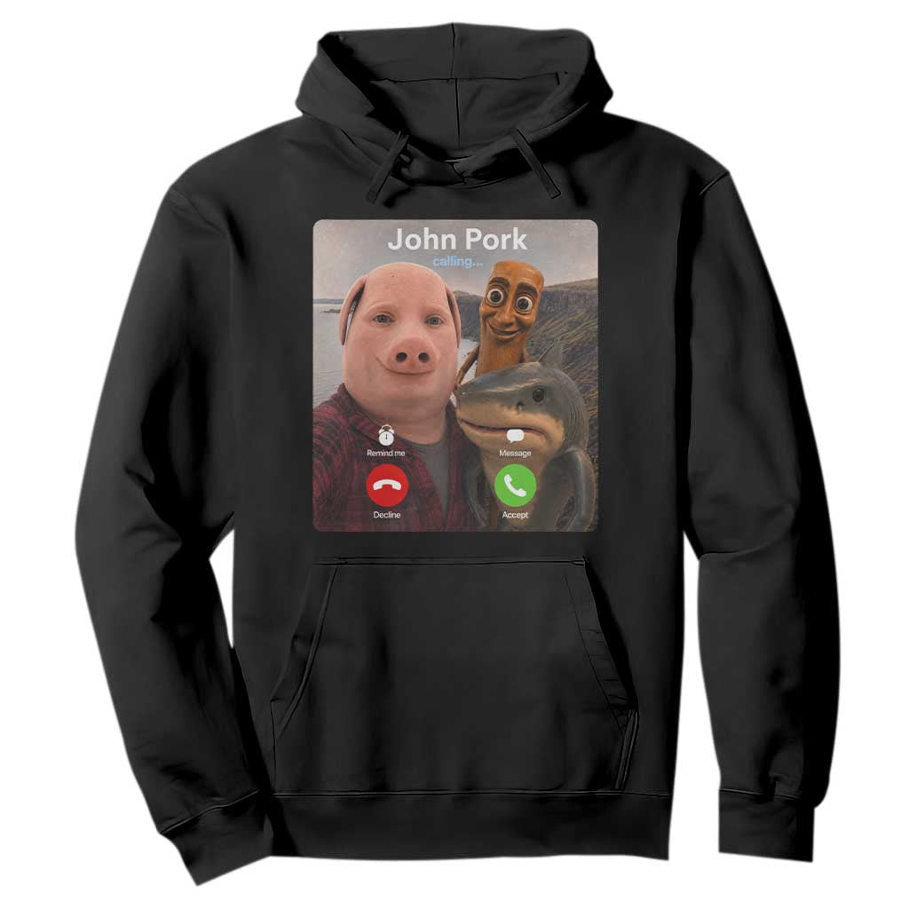 Tung Tung Tung Sahur John Pork Calling Hoodie Tralalero Tralala Meme Brainrot Funny TS10 Black Print Your Wear
