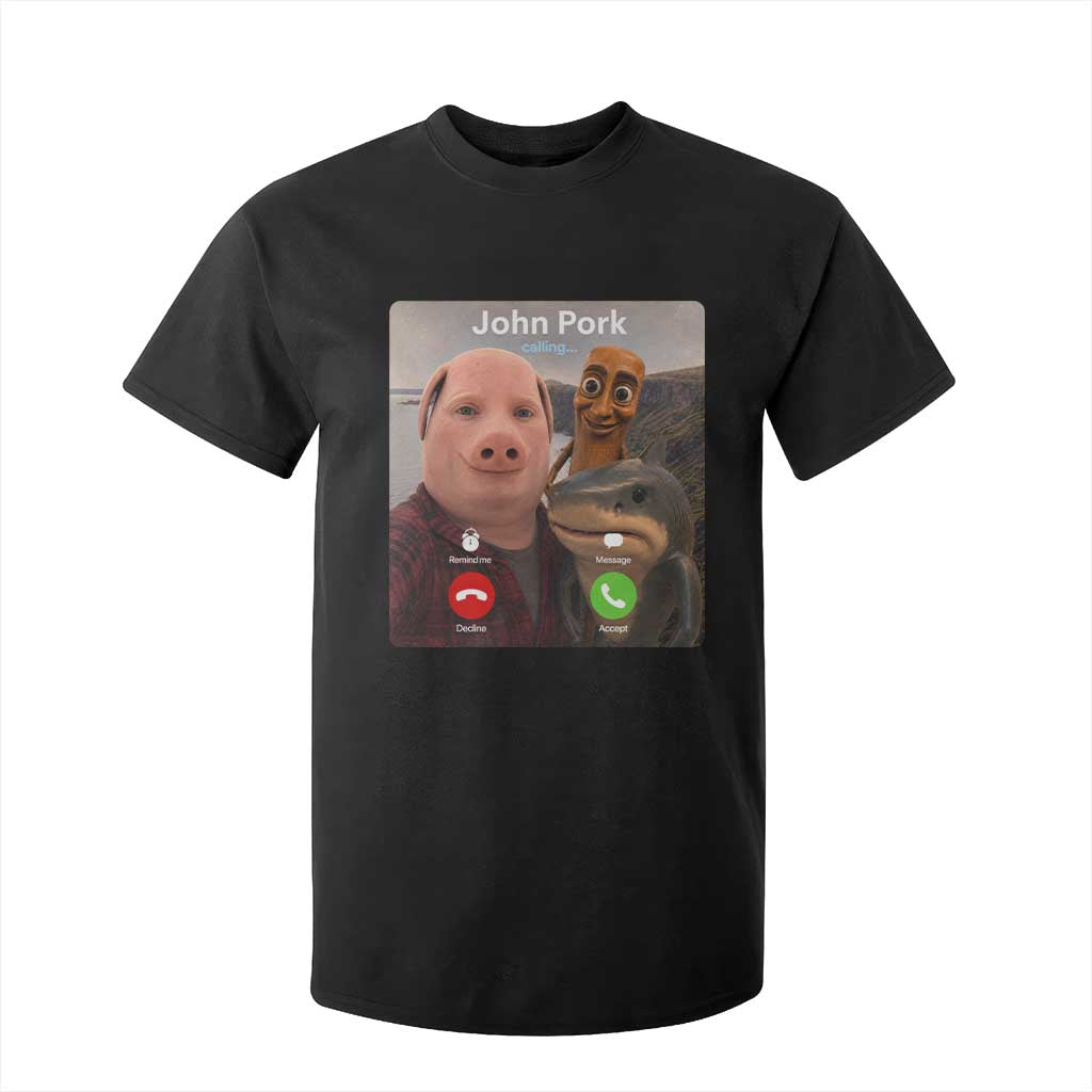 Tung Tung Tung Sahur John Pork Calling T Shirt For Kid Tralalero Tralala Meme Brainrot Funny TS10 Black Print Your Wear