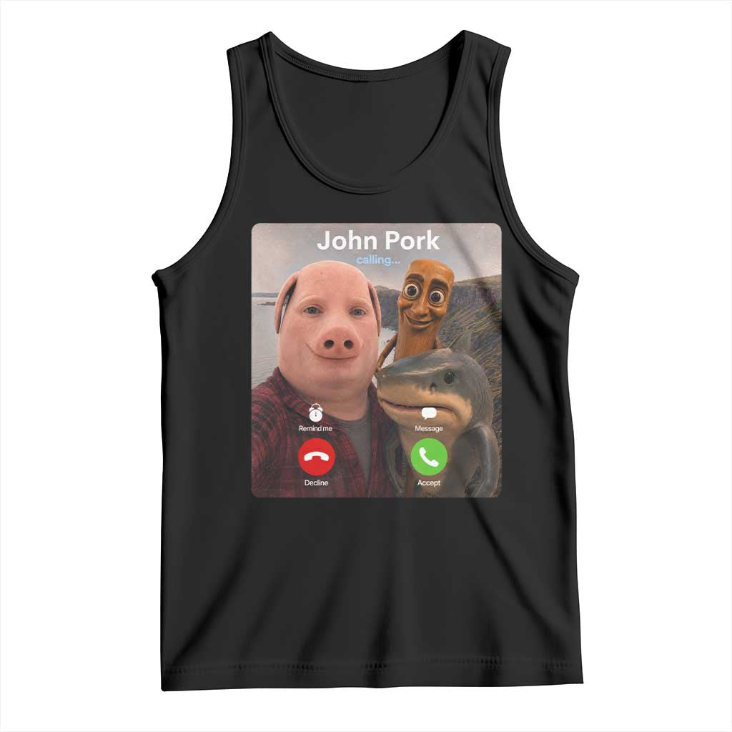 Tung Tung Tung Sahur John Pork Calling Tank Top Tralalero Tralala Meme Brainrot Funny TS10 Black Print Your Wear
