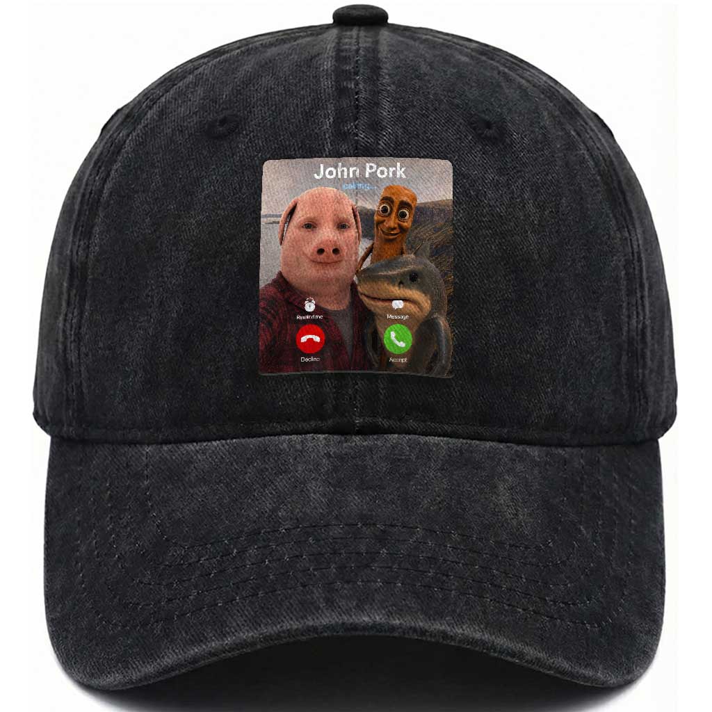 Tung Tung Tung Sahur John Pork Calling Washed Cotton Baseball Cap Tralalero Tralala Meme Brainrot Funny TS10 Print Your Wear