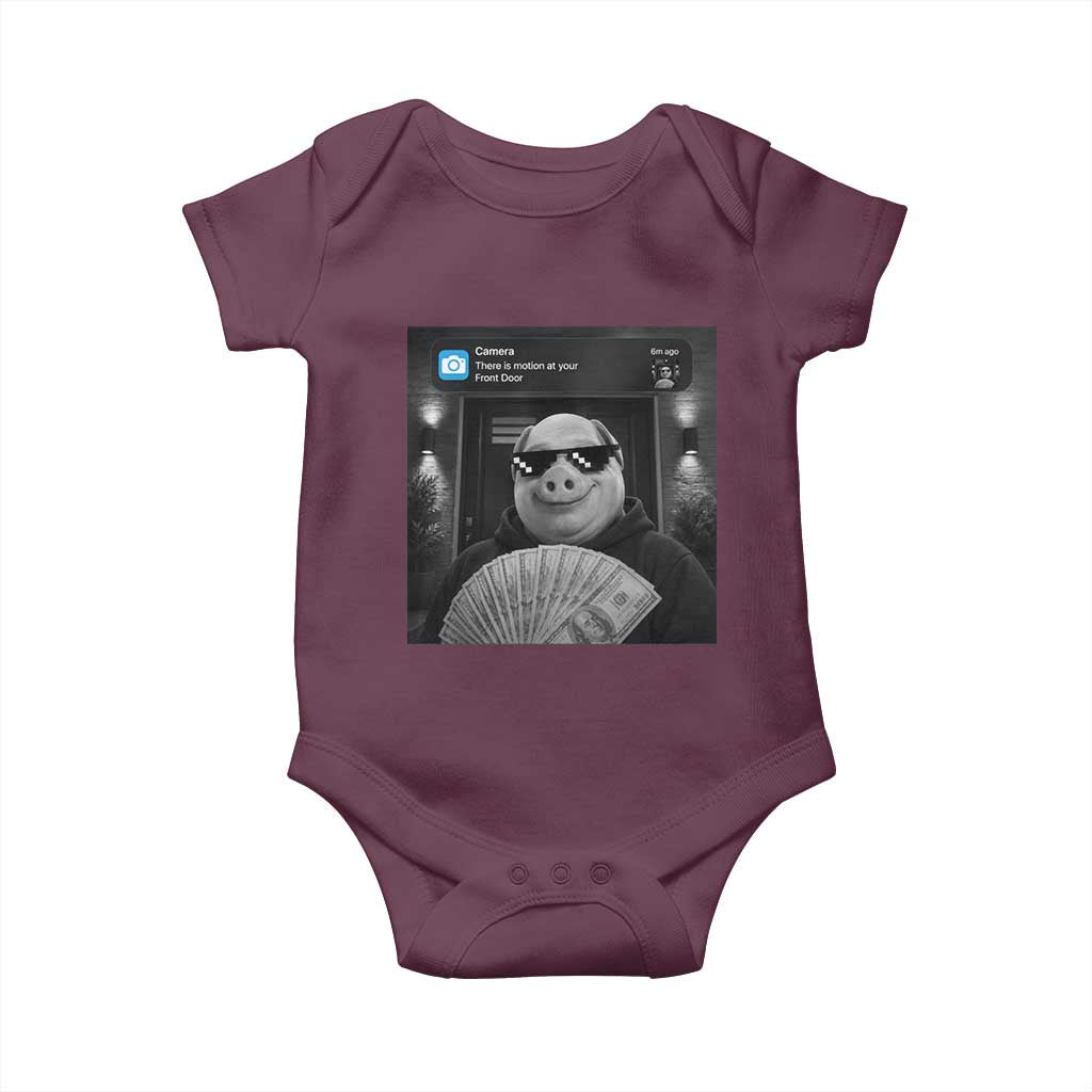 John Pork Meme Baby Onesie There Is Motion At Your Front Door Funny Brainrot TS10 Maroon Print Your Wear