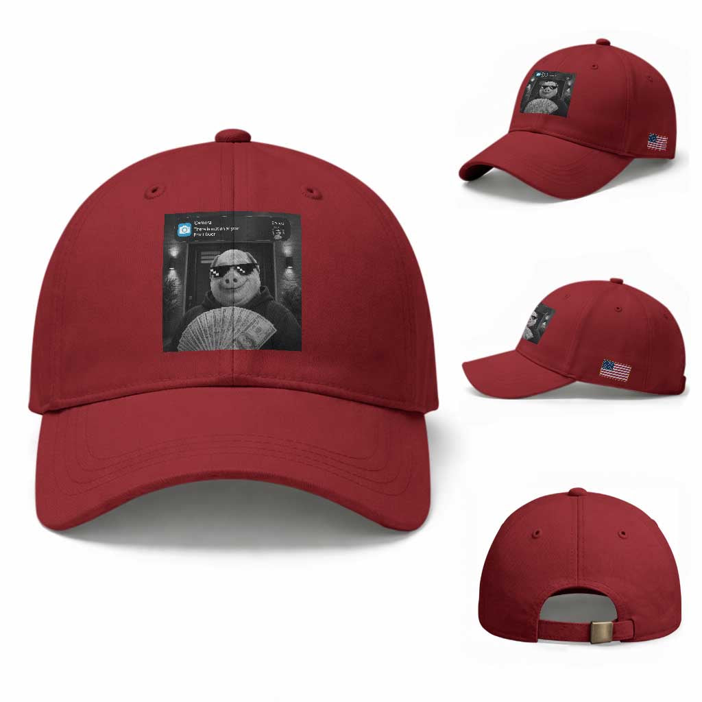 John Pork Meme Baseball Cap There Is Motion At Your Front Door Funny Brainrot TS10 Baseball Cap Universal Fit Cherry Red Print Your Wear